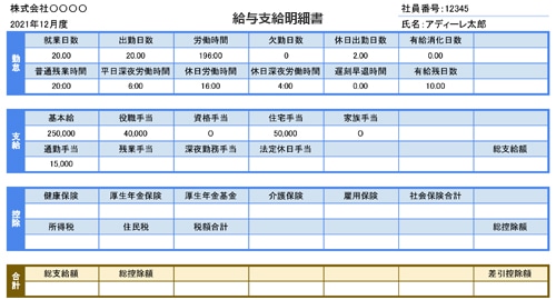 給与明細を見て、基礎賃金を算出します。